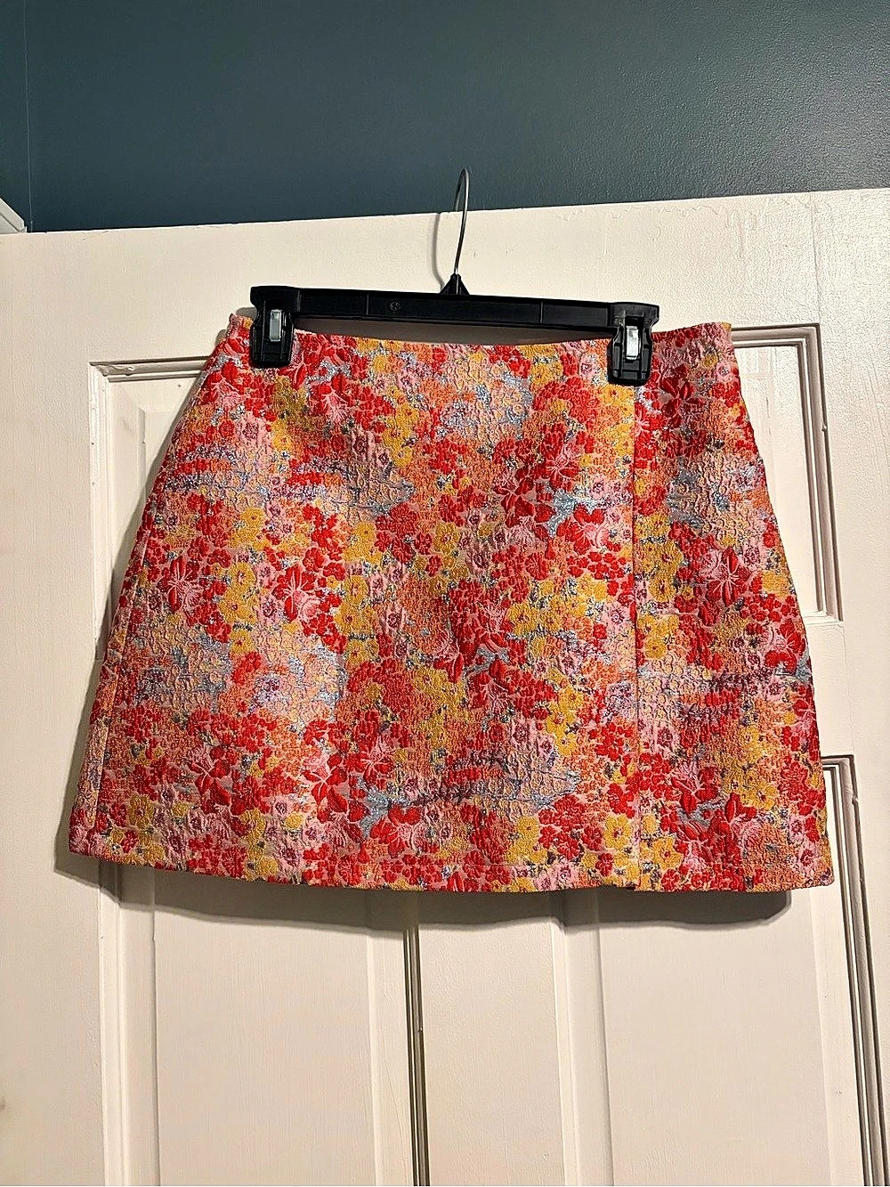 Lulus Fierce Flower Blush Floral Jacquard Mini Skirt Medium